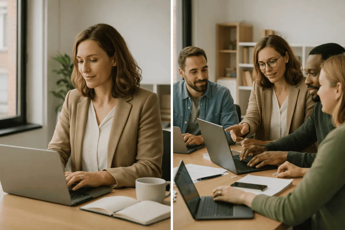 A leader progressing from solo work to building a team
